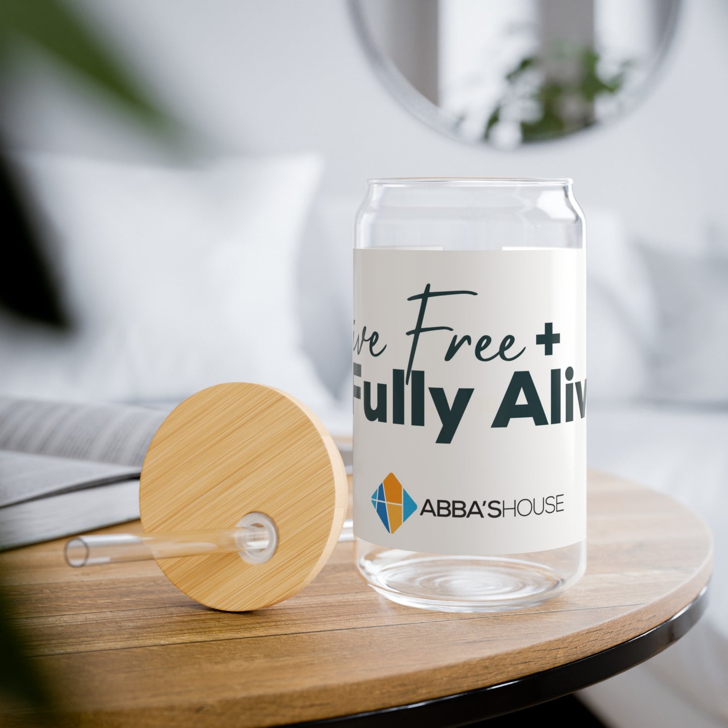 Live Free + Fully Alive Sipper Glass, 16oz